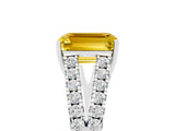 White gold Emerald Cut Cut Split Shank Pave Diamond Engagement Ring with Four-Prong Setting_5