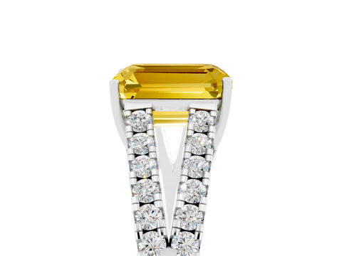 White gold Emerald Cut Cut Split Shank Pave Diamond Engagement Ring with Four-Prong Setting_5