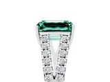 White gold Emerald Cut Cut Split Shank Pave Diamond Engagement Ring with Four-Prong Setting_5