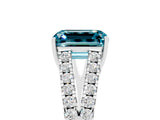 White gold Emerald Cut Cut Split Shank Pave Diamond Engagement Ring with Four-Prong Setting_5