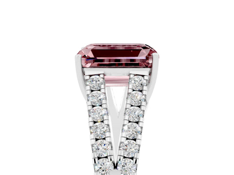 White gold Emerald Cut Cut Split Shank Pave Diamond Engagement Ring with Four-Prong Setting_5