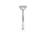 White gold Emerald Cut Diamond Brilliant Solitaire Ring with Pavé Band and Four-Prong Setting_19