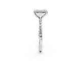 White gold Emerald Cut Diamond Brilliant Solitaire Ring with Pavé Band and Four-Prong Setting_2