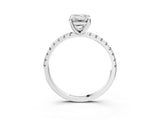 White gold Emerald Cut Diamond Brilliant Solitaire Ring with Pavé Band and Four-Prong Setting_20