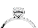 White gold Emerald Cut Diamond Brilliant Solitaire Ring with Pavé Band and Four-Prong Setting_21