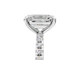 White gold Emerald Cut Diamond Brilliant Solitaire Ring with Pavé Band and Four-Prong Setting_22