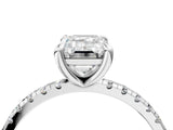 White gold Emerald Cut Diamond Brilliant Solitaire Ring with Pavé Band and Four-Prong Setting_4