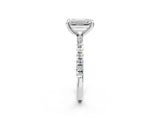 White gold Emerald Cut Diamond Brilliant Solitaire Ring with Pavé Band and Four-Prong Setting_43