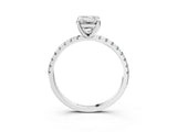 White gold Emerald Cut Diamond Brilliant Solitaire Ring with Pavé Band and Four-Prong Setting_463