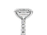 White gold Emerald Cut Diamond Brilliant Solitaire Ring with Pavé Band and Four-Prong Setting_486