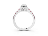 White gold Emerald Cut Diamond Cathedral Solitaire Ring with Round with Morganite side stone Pavé Band_39