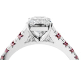 White gold Emerald Cut Diamond Cathedral Solitaire Ring with Round with Morganite side stone Pavé Band_40