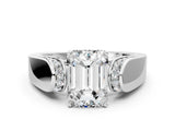 White gold Emerald Cut Diamond Channel Set Solitaire Ring with Four-Prong Setting_10
