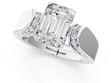 White gold Emerald Cut Diamond Channel Set Solitaire Ring with Four-Prong Setting_101