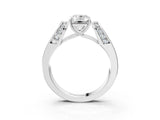 White gold Emerald Cut Diamond Channel Set Solitaire Ring with Four-Prong Setting_103