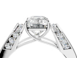 White gold Emerald Cut Diamond Channel Set Solitaire Ring with Four-Prong Setting_104
