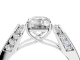 White gold Emerald Cut Diamond Channel Set Solitaire Ring with Four-Prong Setting_14