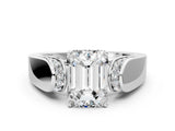 White gold Emerald Cut Diamond Channel Set Solitaire Ring with Four-Prong Setting_44