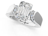 White gold Emerald Cut Diamond Channel Set Solitaire Ring with Four-Prong Setting_45