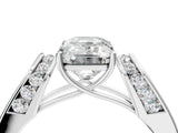 White gold Emerald Cut Diamond Channel Set Solitaire Ring with Four-Prong Setting_48