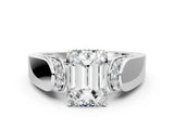 White gold Emerald Cut Diamond Channel Set Solitaire Ring with Four-Prong Setting_70