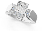White gold Emerald Cut Diamond Channel Set Solitaire Ring with Four-Prong Setting_71