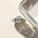 White gold Emerald Cut Diamond Classic Solitaire Ring with Pavé Band and Four-Prong Setting_16