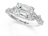 White gold Emerald Cut Diamond Cluster Pavé Band with Four-Prong Setting_10