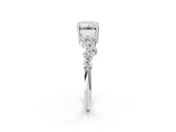 White gold Emerald Cut Diamond Cluster Pavé Band with Four-Prong Setting_11