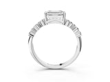 White gold Emerald Cut Diamond Cluster Pavé Band with Four-Prong Setting_12