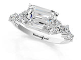 White gold Emerald Cut Diamond Cluster Pavé Band with Four-Prong Setting_19