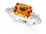 White gold Emerald Cut Diamond Cluster Pavé Band with Four-Prong Setting_1