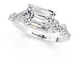 White gold Emerald Cut Diamond Cluster Pavé Band with Four-Prong Setting_1