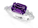 White gold Emerald Cut Diamond Cluster Pavé Band with Four-Prong Setting_1