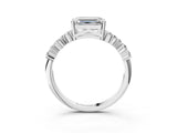 White gold Emerald Cut Diamond Cluster Pavé Band with Four-Prong Setting_21