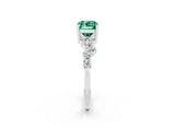 White gold Emerald Cut Diamond Cluster Pavé Band with Four-Prong Setting_2