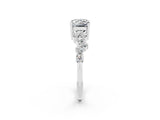 White gold Emerald Cut Diamond Cluster Pavé Band with Four-Prong Setting_2
