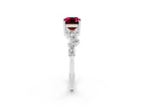 White gold Emerald Cut Diamond Cluster Pavé Band with Four-Prong Setting_2