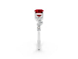White gold Emerald Cut Diamond Cluster Pavé Band with Four-Prong Setting_2