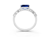White gold Emerald Cut Diamond Cluster Pavé Band with Four-Prong Setting_3