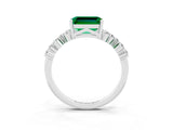 White gold Emerald Cut Diamond Cluster Pavé Band with Four-Prong Setting_3