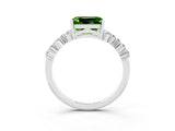 White gold Emerald Cut Diamond Cluster Pavé Band with Four-Prong Setting_3