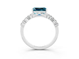 White gold Emerald Cut Diamond Cluster Pavé Band with Four-Prong Setting_3