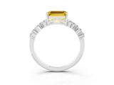 White gold Emerald Cut Diamond Cluster Pavé Band with Four-Prong Setting_3