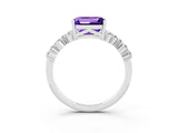 White gold Emerald Cut Diamond Cluster Pavé Band with Four-Prong Setting_3