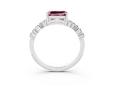 White gold Emerald Cut Diamond Cluster Pavé Band with Four-Prong Setting_3