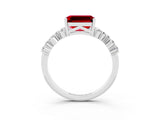 White gold Emerald Cut Diamond Cluster Pavé Band with Four-Prong Setting_3