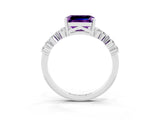White gold Emerald Cut Diamond Cluster Pavé Band with Four-Prong Setting_3