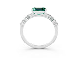 White gold Emerald Cut Diamond Cluster Pavé Band with Four-Prong Setting_3