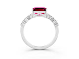 White gold Emerald Cut Diamond Cluster Pavé Band with Four-Prong Setting_3